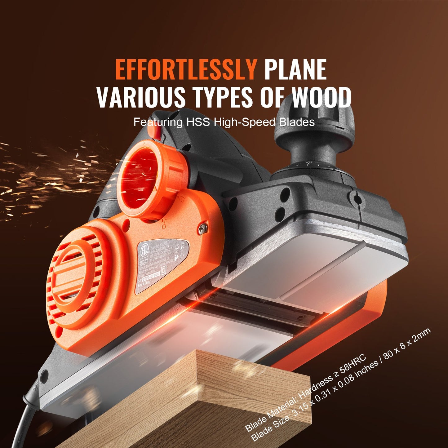 Electric Hand Planer, 3-1/4" Width Corded Electric Hand Planer, 16500 RPM High-Speed Powerful Electric Handheld Planers For Woodworking, Wood Chamfer DIY, Smooth Finish Carpentry Tool, FCC-SDoC