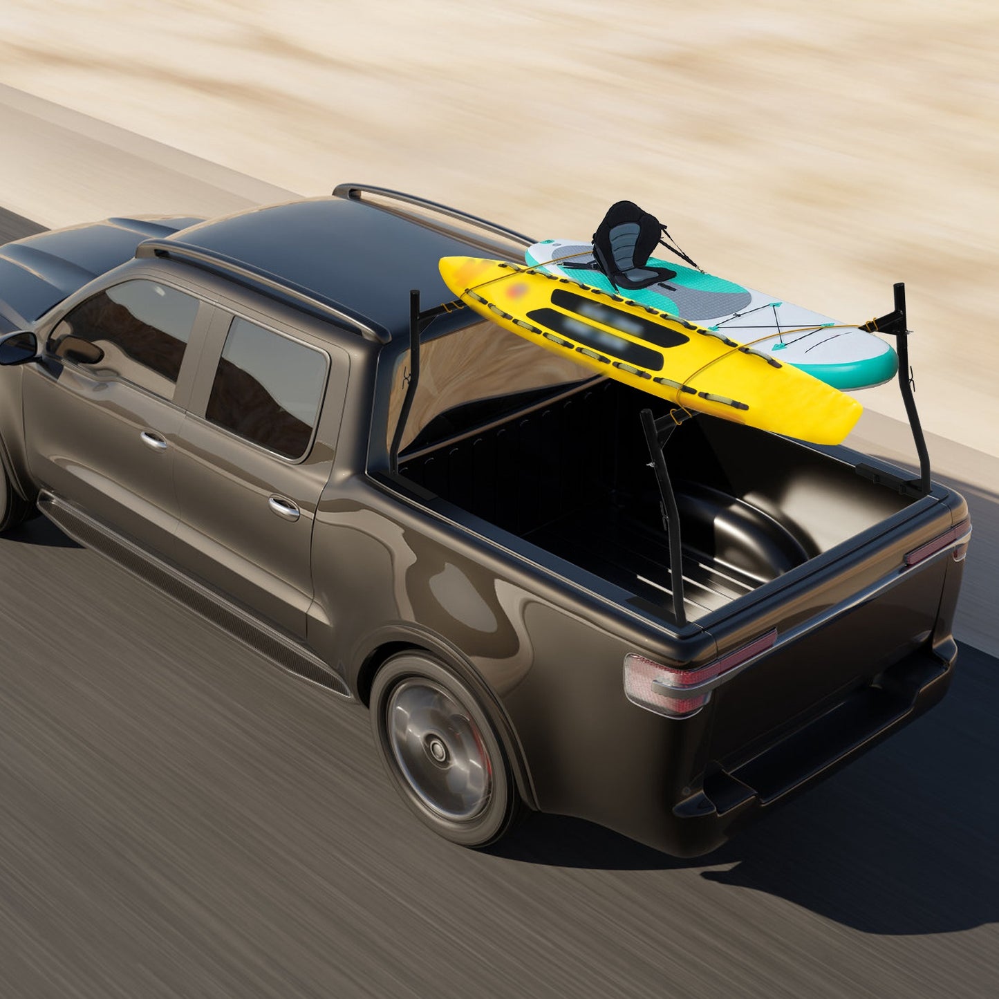 1Pair Extendable Truck Ladder Rack Non-Drilling Pick-up Truck Bed Utility Rack Adjustable Steel Truck Rack With 800LBS Capacity For 47.2-72.8in Wide Truck Bed For Kayak Surfboard