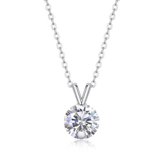 1Diamond Sparkle V-chain Luxury Fashion Diamond Pendant Necklace Set With Mosan Diamond Silver Ornaments