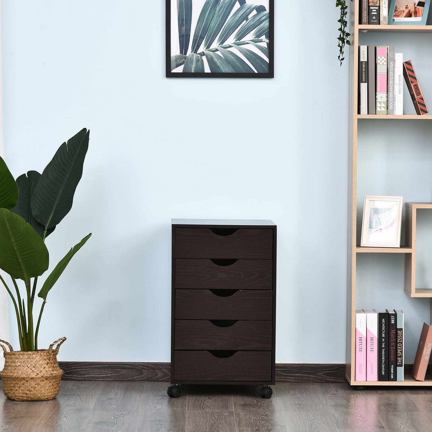 5 Drawer File Cabinet Storage Organizer Filing Cabinet with Nordic Minimalist Modern Style & Wheels