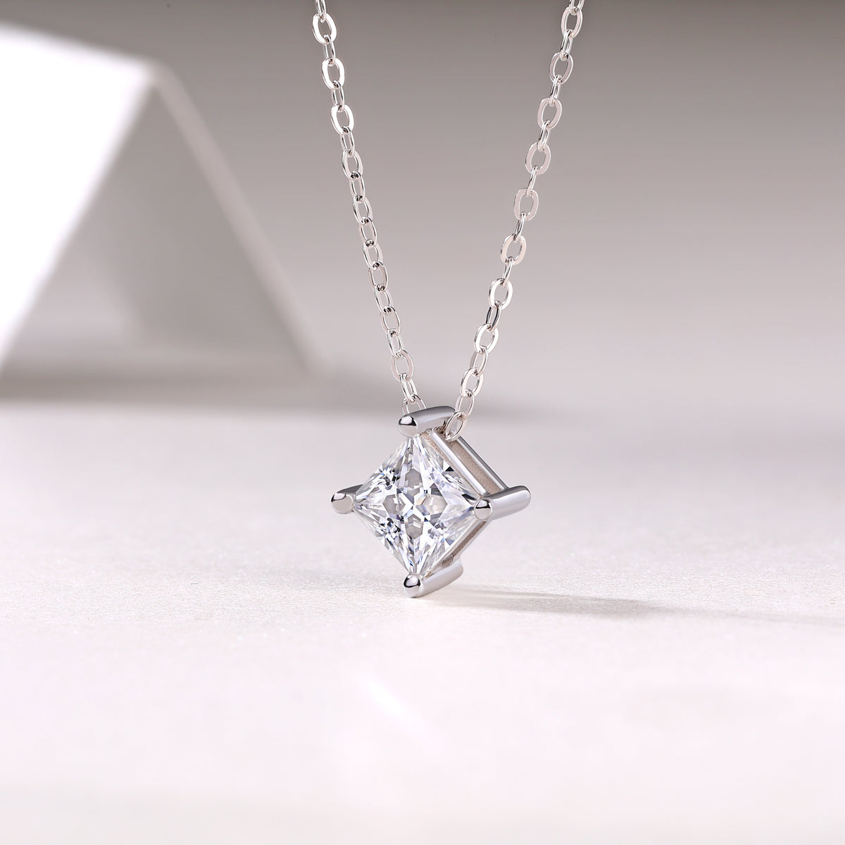 Stay Together - A Fashionable And Luxurious Diamond Jewelry Pendant Set With Square Moissanite S925 Sterling Silver.
