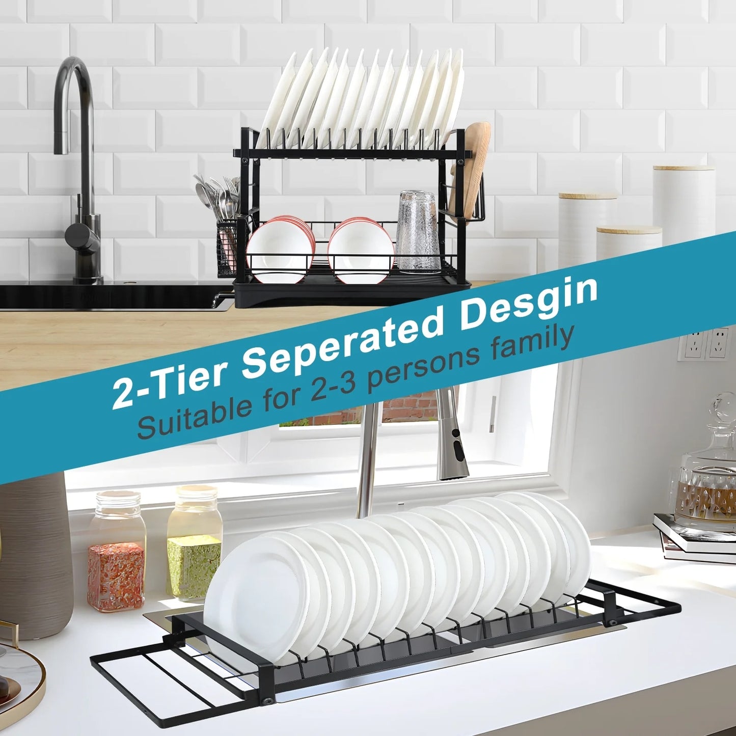 Upgraded 2 Piece Cookware Set Organizer Rack And Dish Drying Rack 8 Tier Pot And Pan Organizer For Kitchen Counter