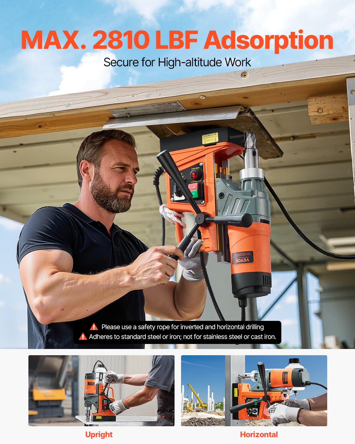 Magnetic Drill 1450W 12500N Portable Mag Drill Press 800RPM