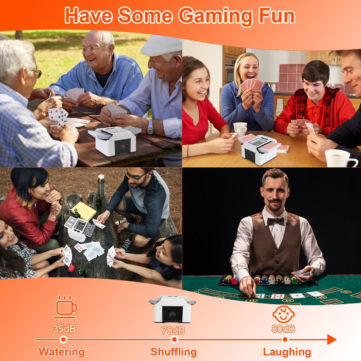 1Pc 2 Deck Rechargeable Automatic Card Shuffler Professional Card Shuffler For For Texas Hold'em Poker UNO With Auto Manual Mode Handheld Desktop