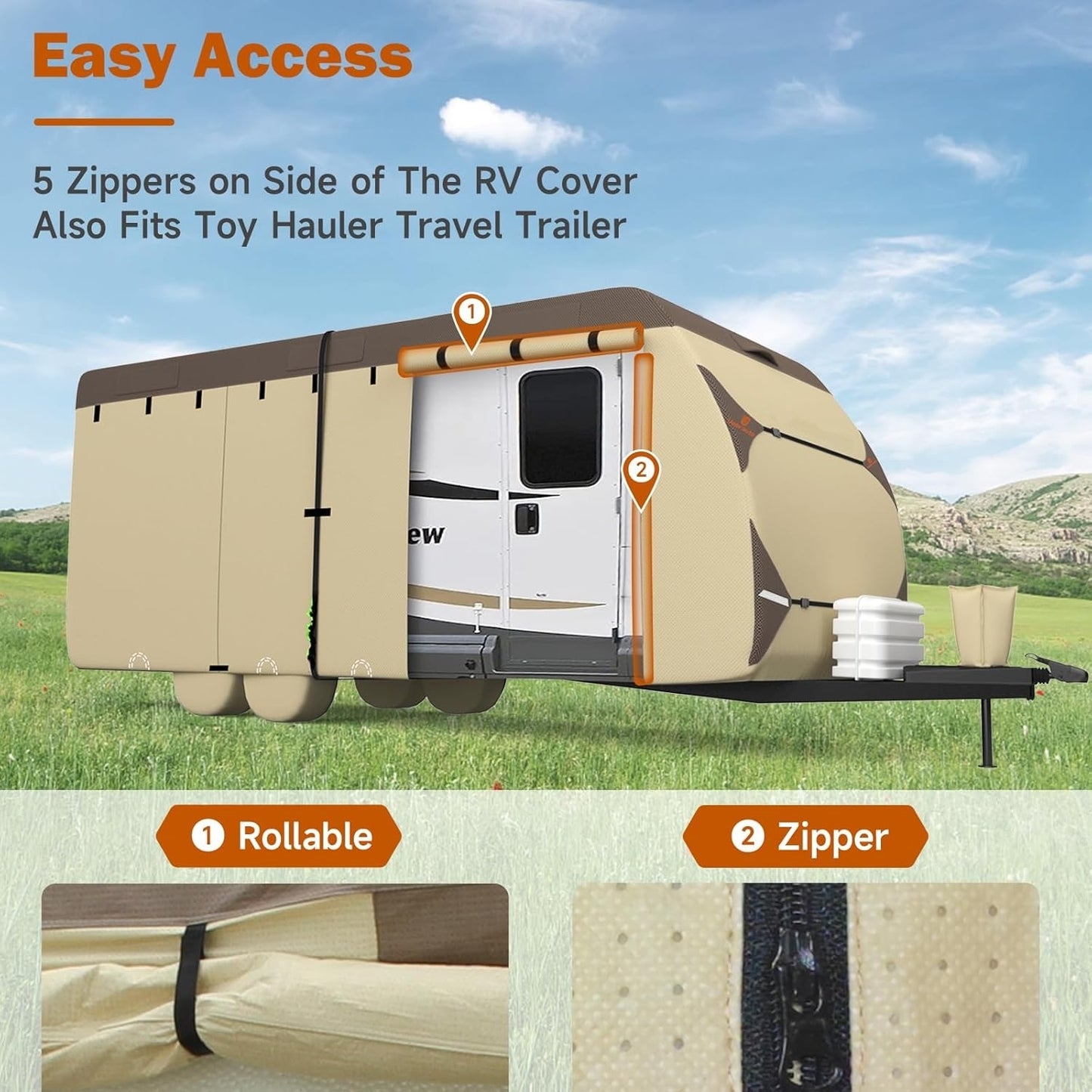 Travel Trailer Cover 2025 Upgraded 7 Layers Top 3 Layers Side Protect From Water Camper Covers