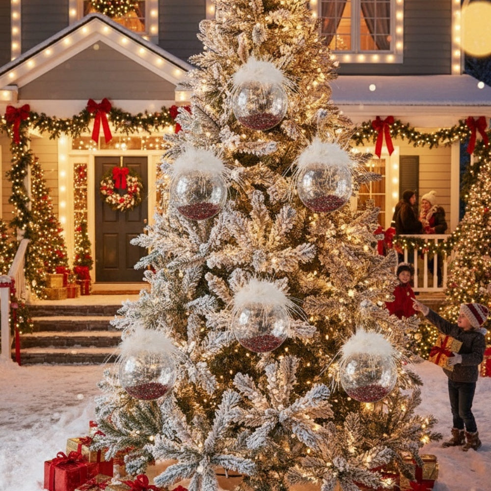 6PCS Set 3.9in Christmas Ball Tree Ornaments Glass Hanging Balls For Holiday Party & Home Decor