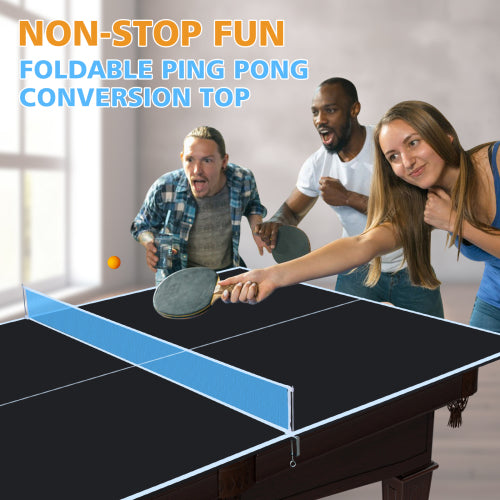 7X4ft Black Mid-Size Ping Pong Conversion Top Foldable & Portable Table Tennis Table Top For Indoor Games