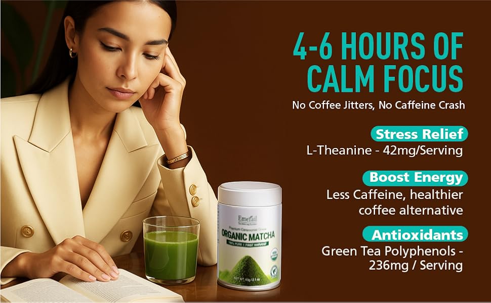 Ceremonial Grade Organic Matcha Green Tea Powder,Premium First Harvest Unsweetened,1 0 0 Pure Matcha ForLattes,Smoothies,and Baking 60g 2.1oz