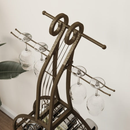 Cello Shape Wine Bakers Rack, Freestanding Wine Rack With Storage Bottle, Wine Storage Home Bar For Liquor And Wine, Organizer For Kitchen, Dining Room