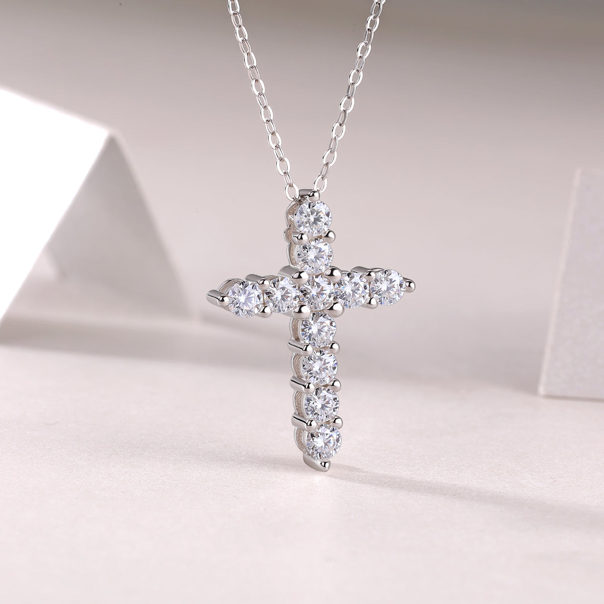 1Faith Luxury Fashion Diamond Pendant Necklace Set With Mosan Diamond Silver Ornaments Prohibit TikTok sales