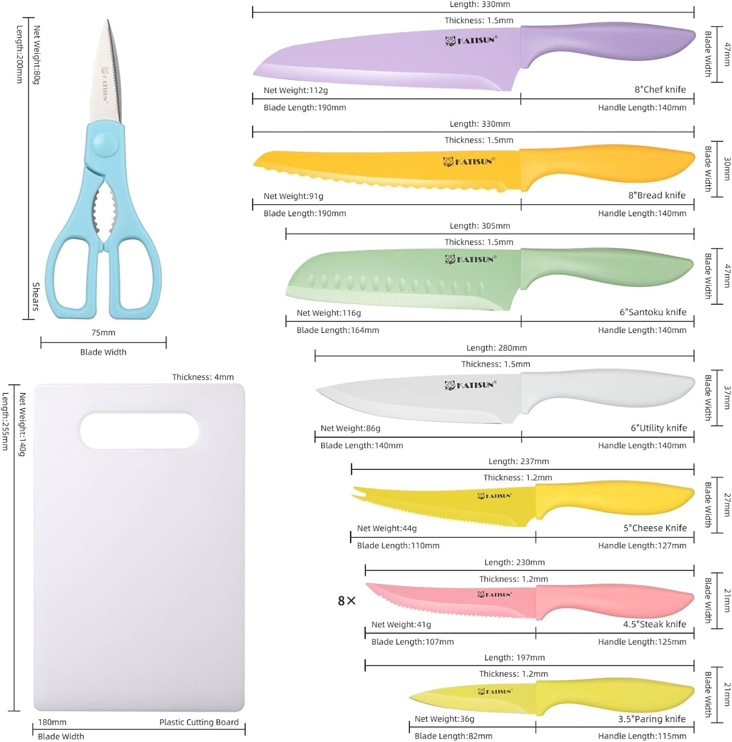 30 Piece  Knife Set With Kitchen Cutting Board