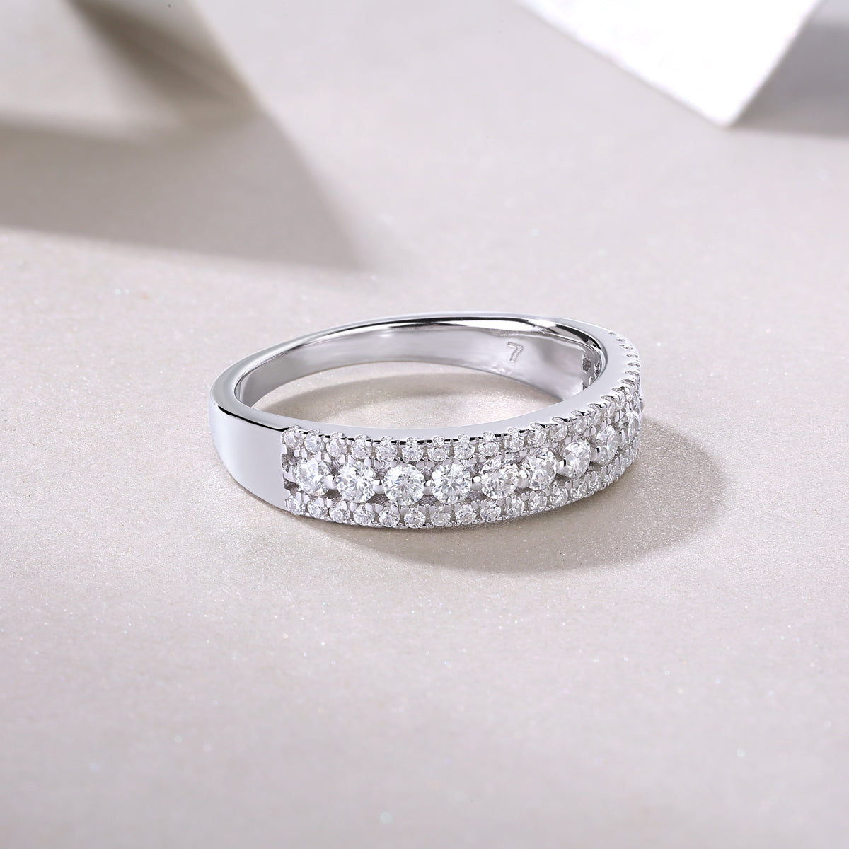 1Luxury Fashion Multi-row Diamond Ring With Moissanite Silver Ring Prohibit TikTok sales