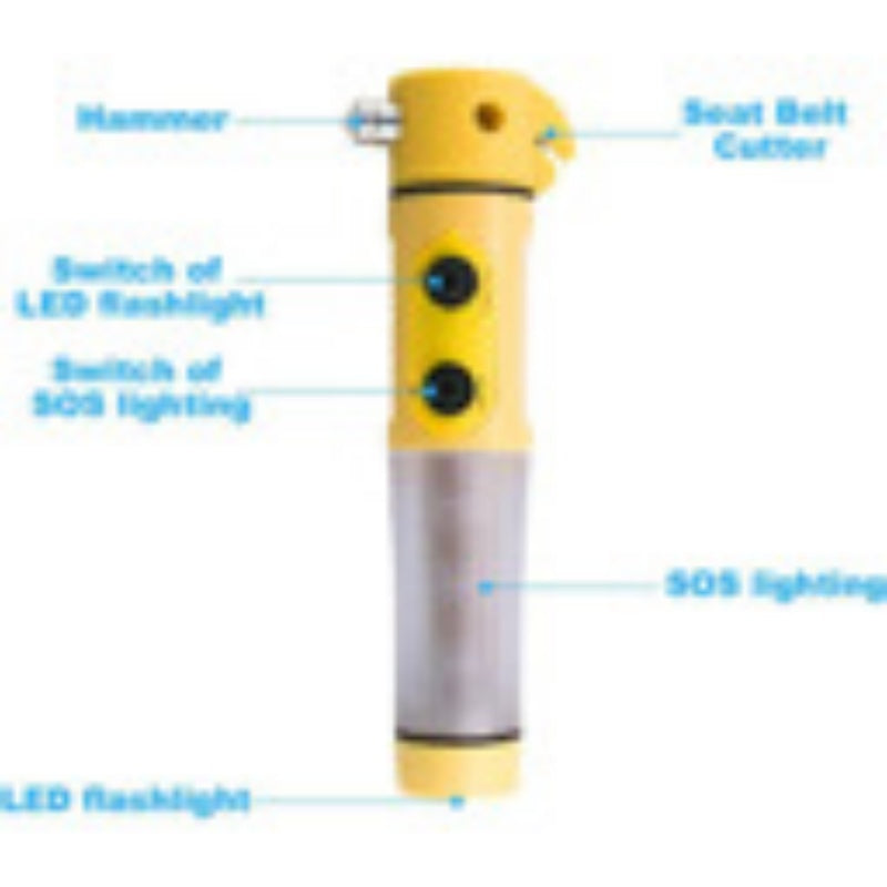Red&Yellow Multi-functional Car Safety Hammer With Flashlight