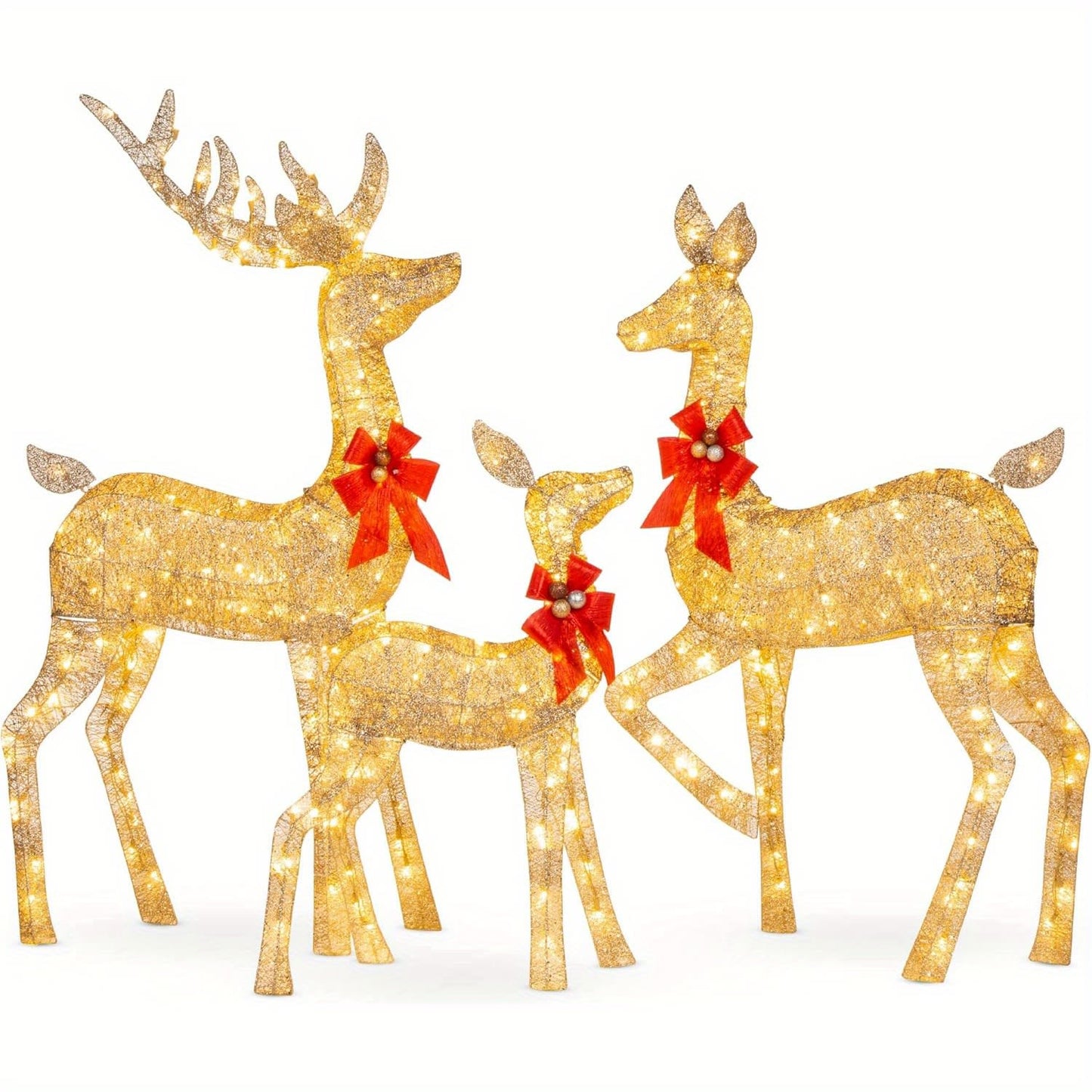 Golden Christmas Reindeer Set - 3-Piece Holiday Decoration