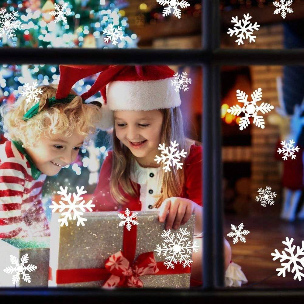 135Pcs Christmas Window Clings Snowflakes Window Decals Static Window Stickers For Christmas Decorations Window Decor Ornaments Xmas Party Supplies Thanksgiving Party Decor -5-Sheet,Christmas