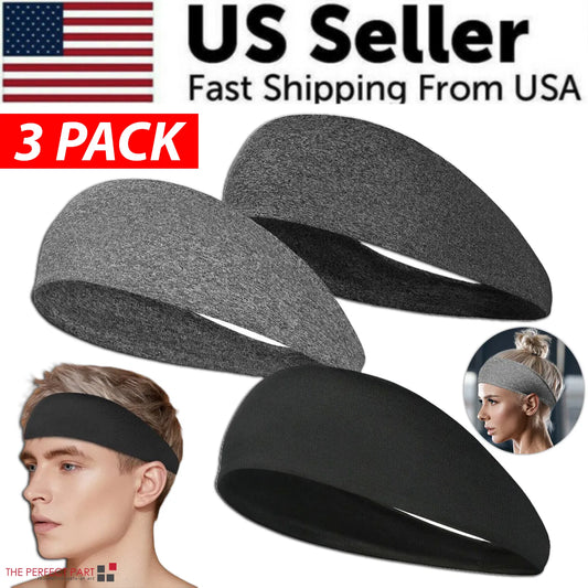 3x Men Women Sweat Sweatband Headband Stretch Sports Head Band Yoga Gym Running