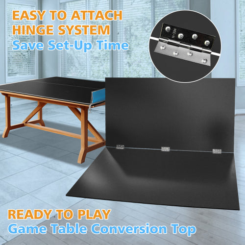 7X4ft Black Mid-Size Ping Pong Conversion Top Foldable & Portable Table Tennis Table Top For Indoor Games