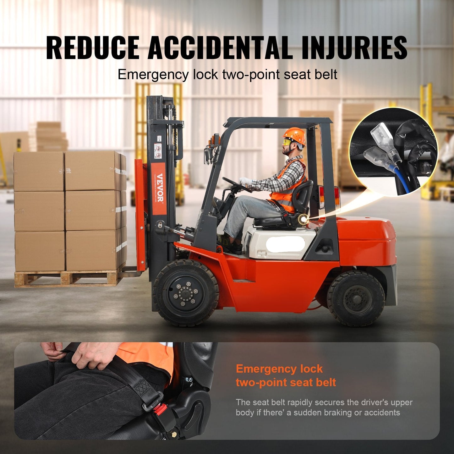 Universal Forklift Seat,Tractor Seat With Adjustable Angle Back, Micro Switch And Seatbelt,Wrap-around Forklift Seat For Tractor Loader Excavator