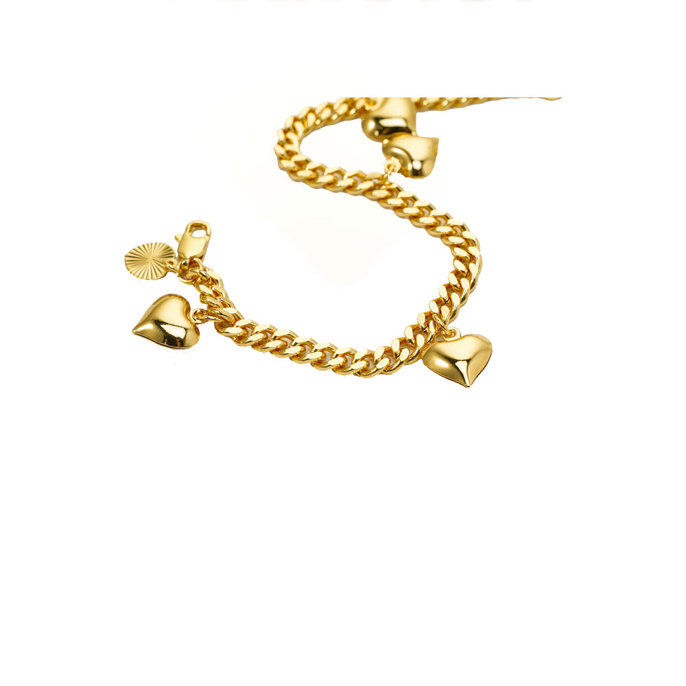 Lovely Multi Hearts 24K Gold Filled Jewelry Bracelet,Woman Accessories Fashion Creative Gift