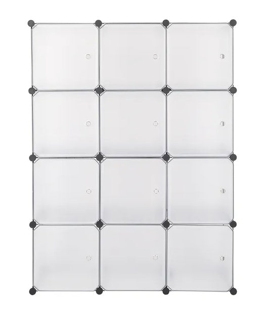 12-Cube Storage Shelf Cube Shelving Bookcase Bookshelf Organizing Closet Toy Organizer Cabinet White Color