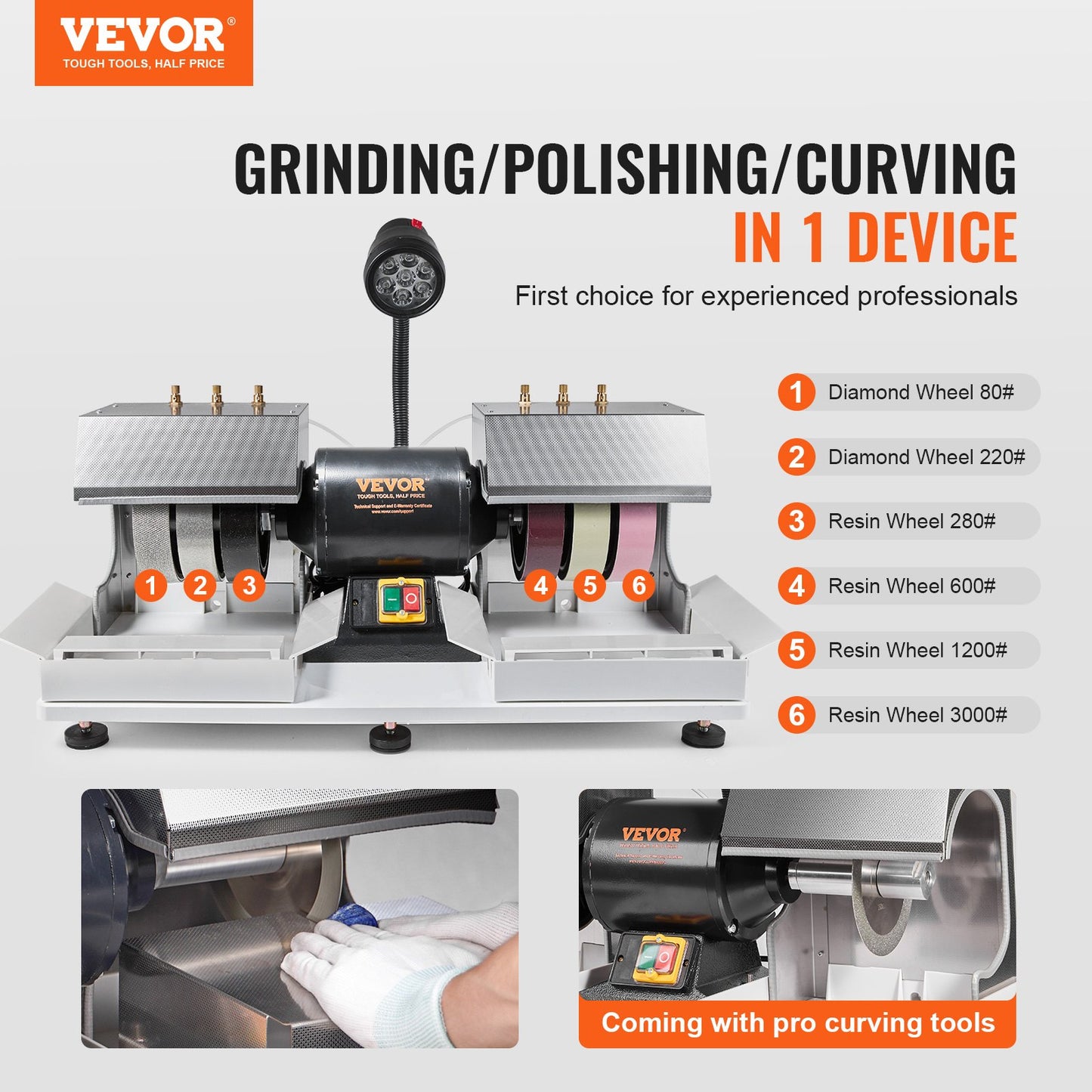 Cabbing Machine, 6" 1/4HP 1800rpm Efficient, Lapidary Rock Grinder Polisher With Lamp & Water Pump, Gem Faceting Machine, Rock Grinding Machine For Gem Jade Stone, Create Cabochons For Necklaces