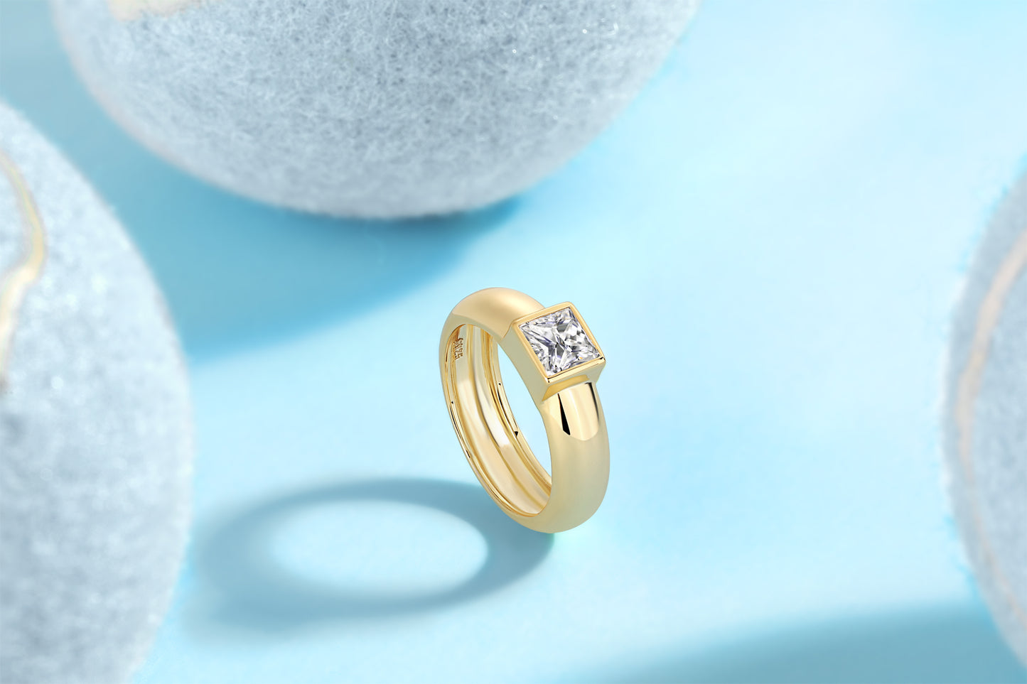 1Square Diamond Ring Wedding Ring Luxury Fashion Set Moissanite Silver Ring
