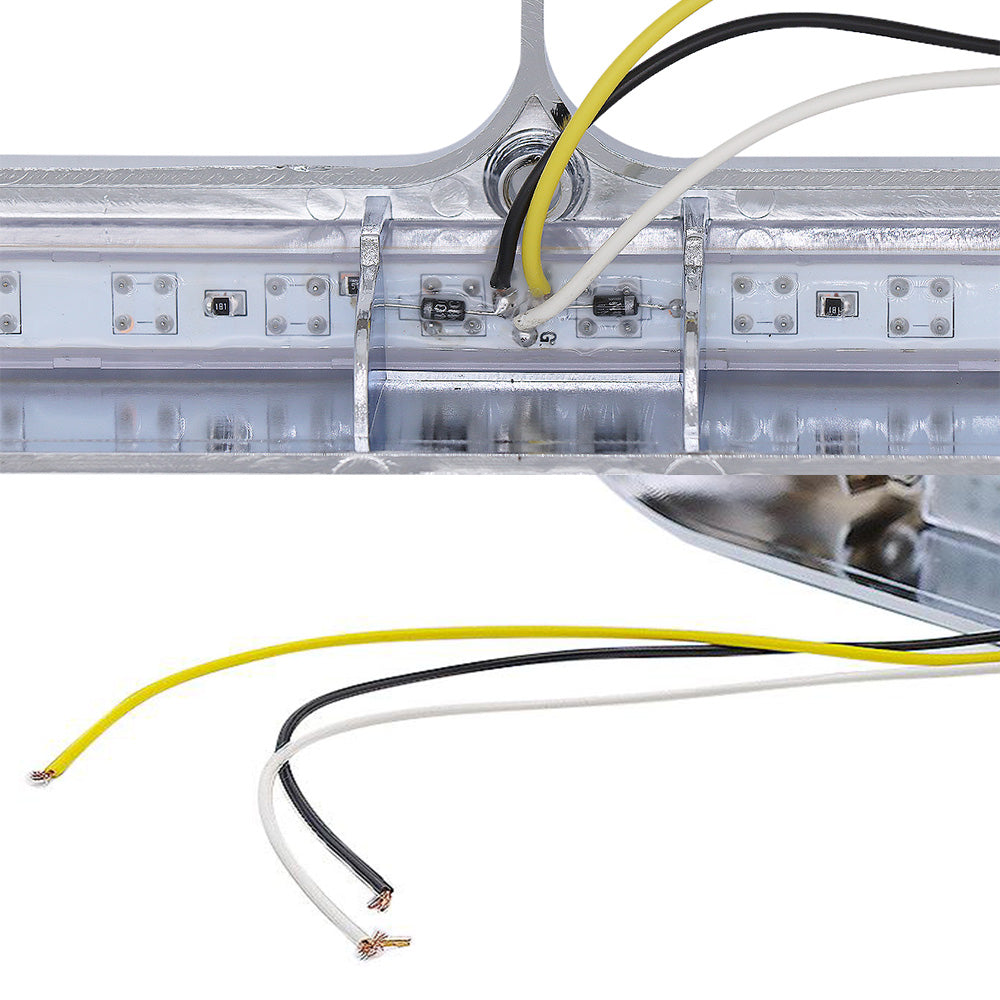 Chrome Rectangular Dual Headlight Bezels With Amber Lens , Amber LED 2Pcs