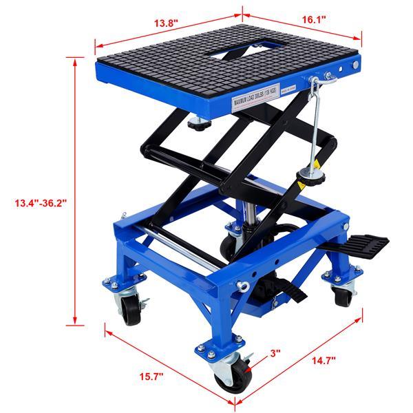 300 Pound Hydraulic Motorcycle Scissor Jack Lifting Foot Wheel Suitable For Small Off-road Vehicles, Blue, Prohibited PlatformTemu