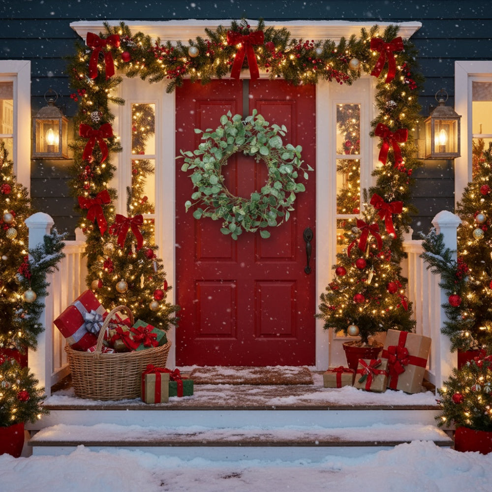 23.6in Christmas Eucalyptus Wreath Nartural Green Door Wreath, Fake Leaf Garland For Home Wedding Front Door Decor