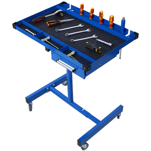 Adjustable Tear Down Work Table With Drawer For Garages, Repair Shops, And DIY, Portable, 4  2.5 Swivel Casters, 220 Pound Capacity, Rubber Corners, Heavy Duty Steel,