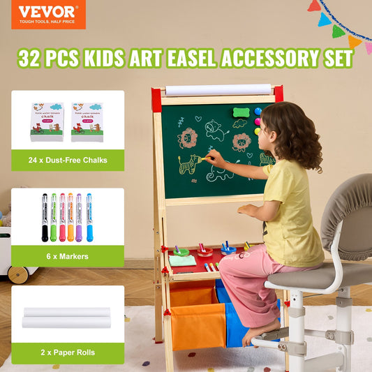 VEVOR Easel Accessory Set Chalk & Markers & Paper Rolls 32PCS For Standing Easel