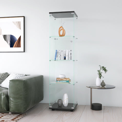 Glass Display Cabinet 4 With Gantry, Floor-to-ceiling Rare Bookshelf, Suitable For Living Room, Bedroom, Office