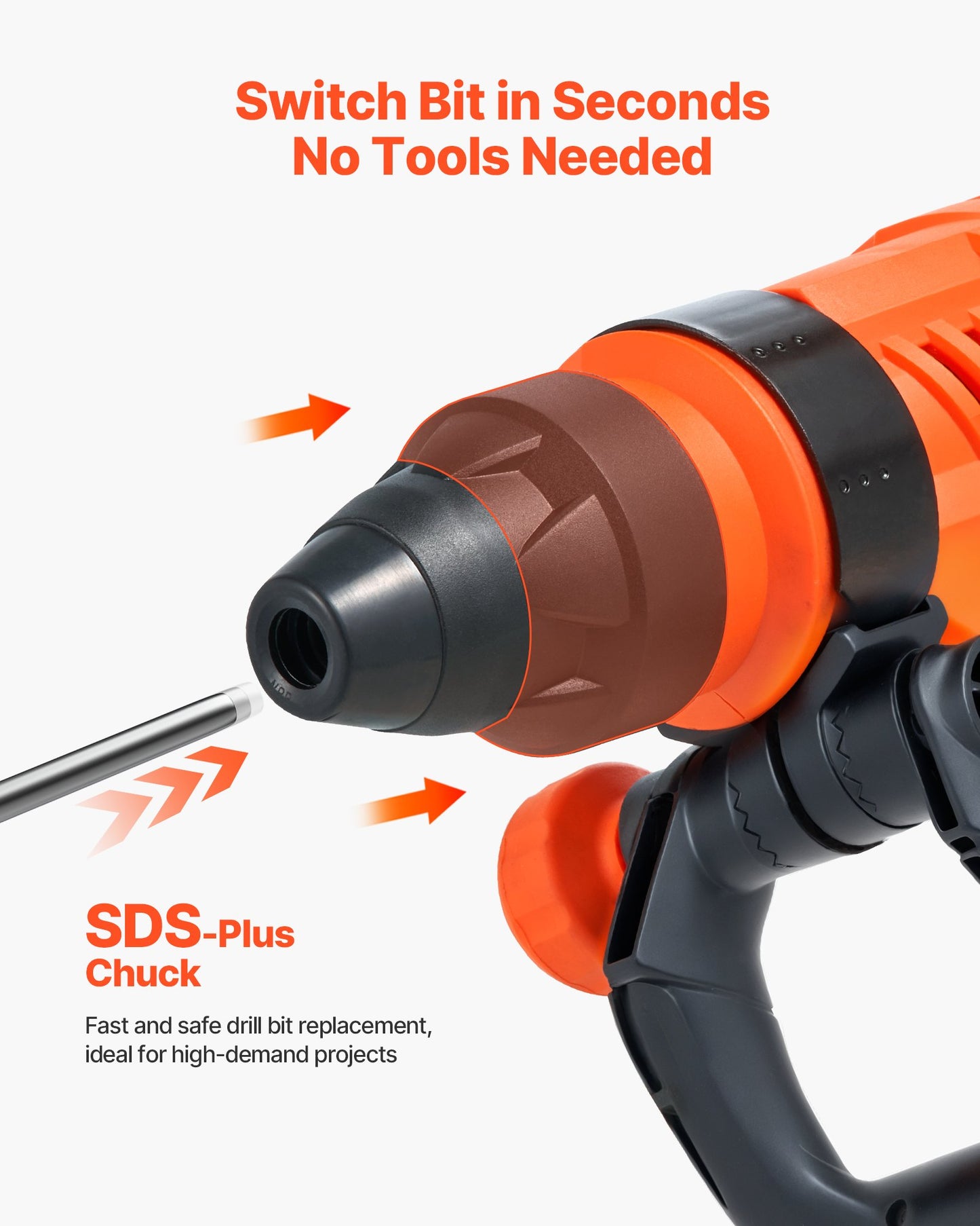 SDS-Max 2-Inch Corded Rotary Hammer Drill Kit 1600W 175-350RPM 3 Functions