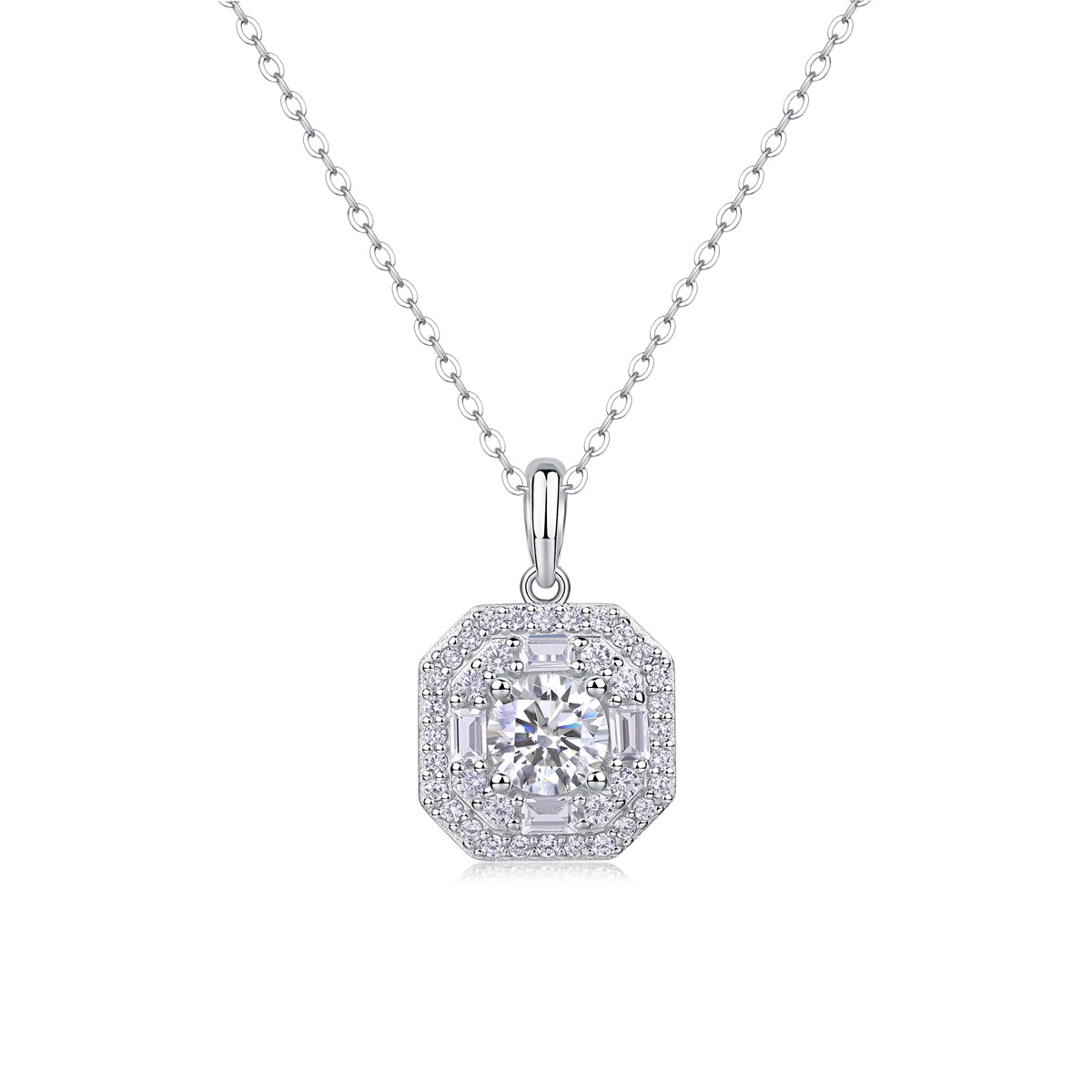 1Small Square Bag Luxury Fashion Diamond Pendant Necklace Set With Mosan Diamond Silver Ornaments Prohibit TikTok sales