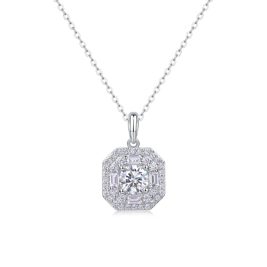 1Small Square Bag Luxury Fashion Diamond Pendant Necklace Set With Mosan Diamond Silver Ornaments Prohibit TikTok sales