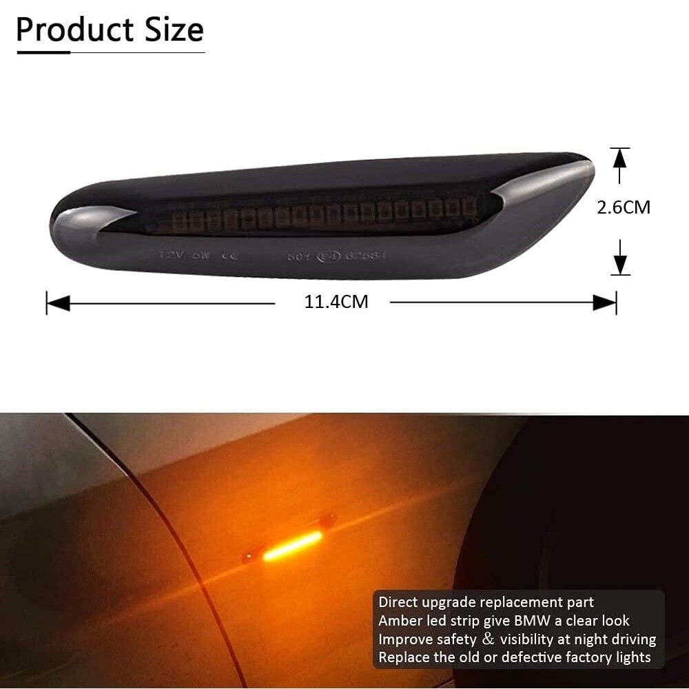 2 Smoke LED Side Marker Turn Signal Light Replacement For BMW E90 E91 E93