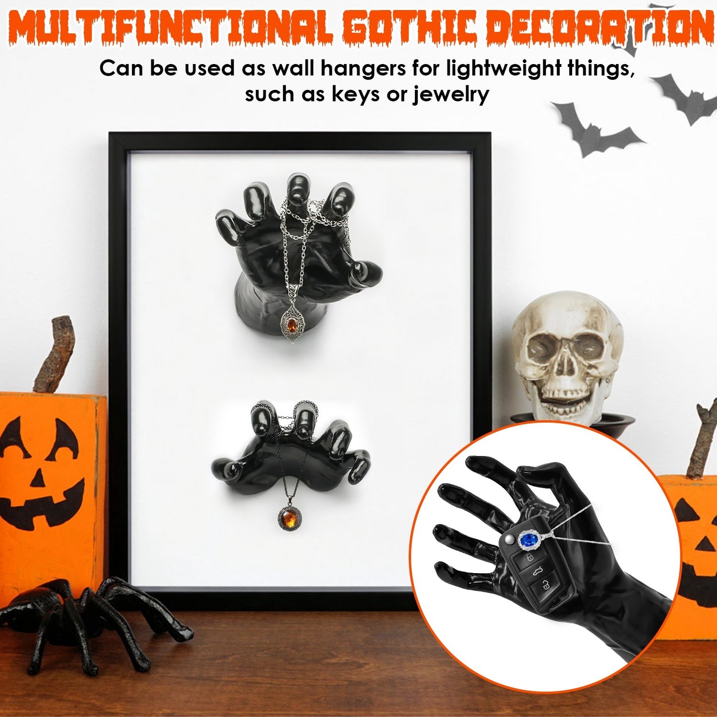 3Pcs Creepy Reaching Hands With Lighted Candles Wall Mounted Halloween Decoration Witch Devil Hand Aesthetic Goth Gothic Life Sized Horror Hands Hanging Sculpture