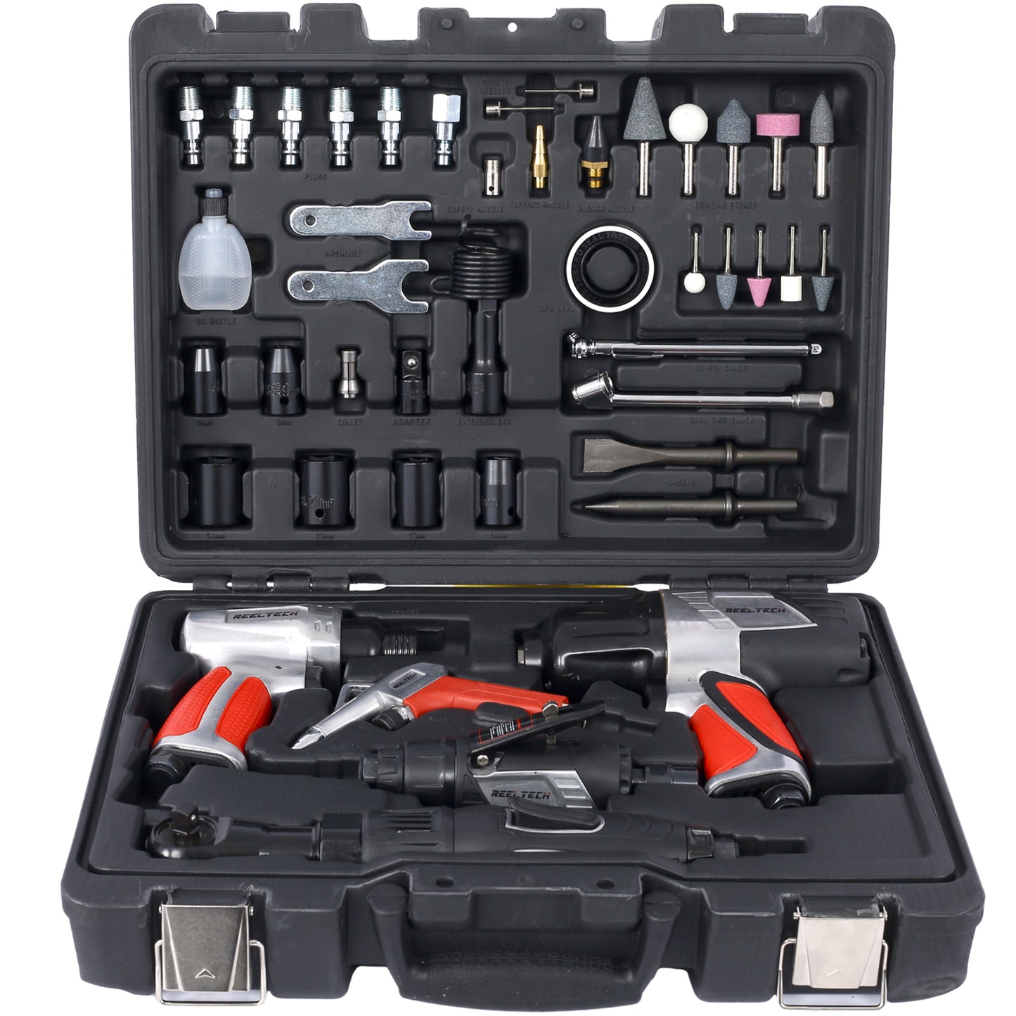 44-Piece Professional Air Tool Accessory Kit - Impact Wrench, Air Ratchet, Die Grinder, Blow Gun, Air Hammer, Dual Air Chuck, Tire Gauge, And Accessories