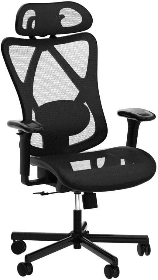 Mesh Office Chair, Ergonomic Office Chairs With Wheels, Adjustable Lumbar Support, Armrest,Headrest-Tilt High Back Desk Chair With Mute Wheel For Office, Home, Gaming