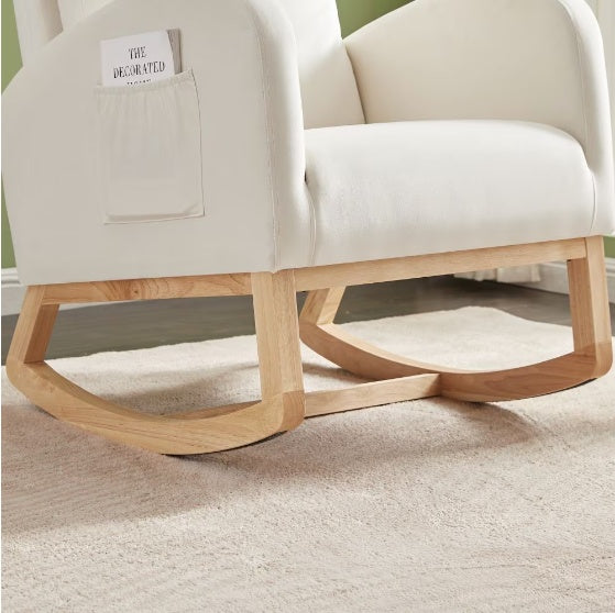 Beige Velvet Rocking Chair