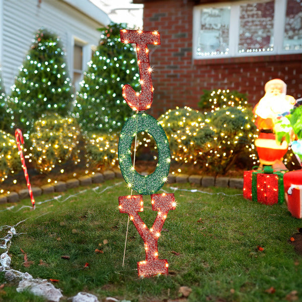 29X27X99cm, JOY Letter 2D Warm White Light, Mesh Powder 4.5V, 1.35W, Classic Elements Of Christmas Lighting