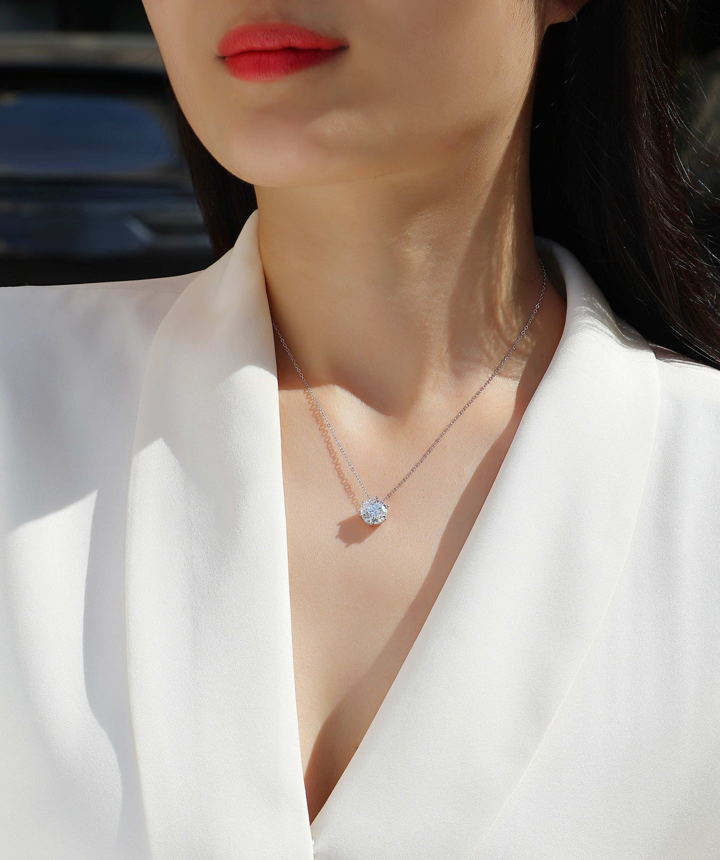 1Afternoon Rose - A Fashionable And Luxurious Diamond Jewelry Pendant Set With 1-carat, 2-carat And 3-carat Moissanite S925 Sterling Silver And Platinum Plating Prohibit TikTok sales