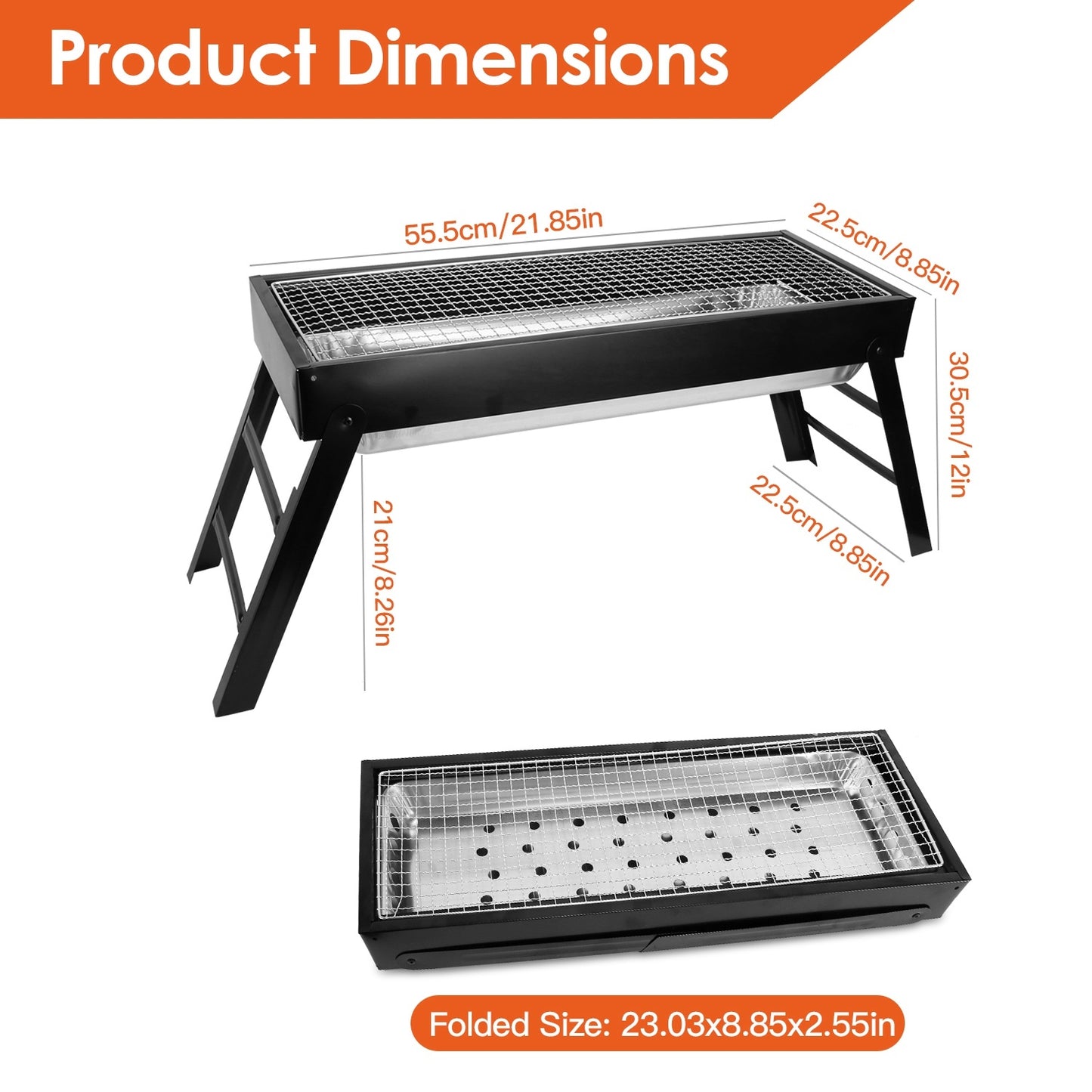 1Pc Foldable Charcoal BBQ Grill Stainless Steel Grill Net Easy Setup Portable Tabletop Barbecue Grill For Camping Picnic Outdoor Party Yard Fedex Shipping