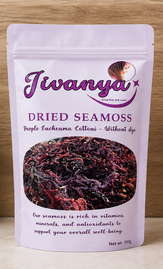 Jivanya Dried Seamoss (Purple Eucheuma Cottonii - Without Spiny) 100 grams