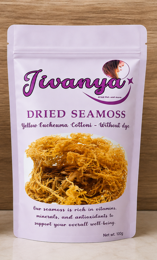 Jivanya Dried Seamoss (Yellow Eucheuma Cottonii - Without Spiny) 100 grams