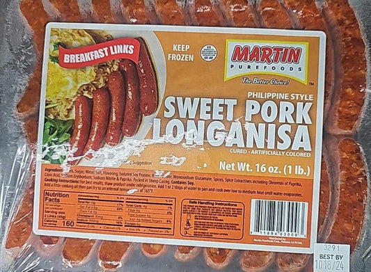 MARTIN PUREFOODS SWEET PORK LONGANISA PHILIPPINE STYLE